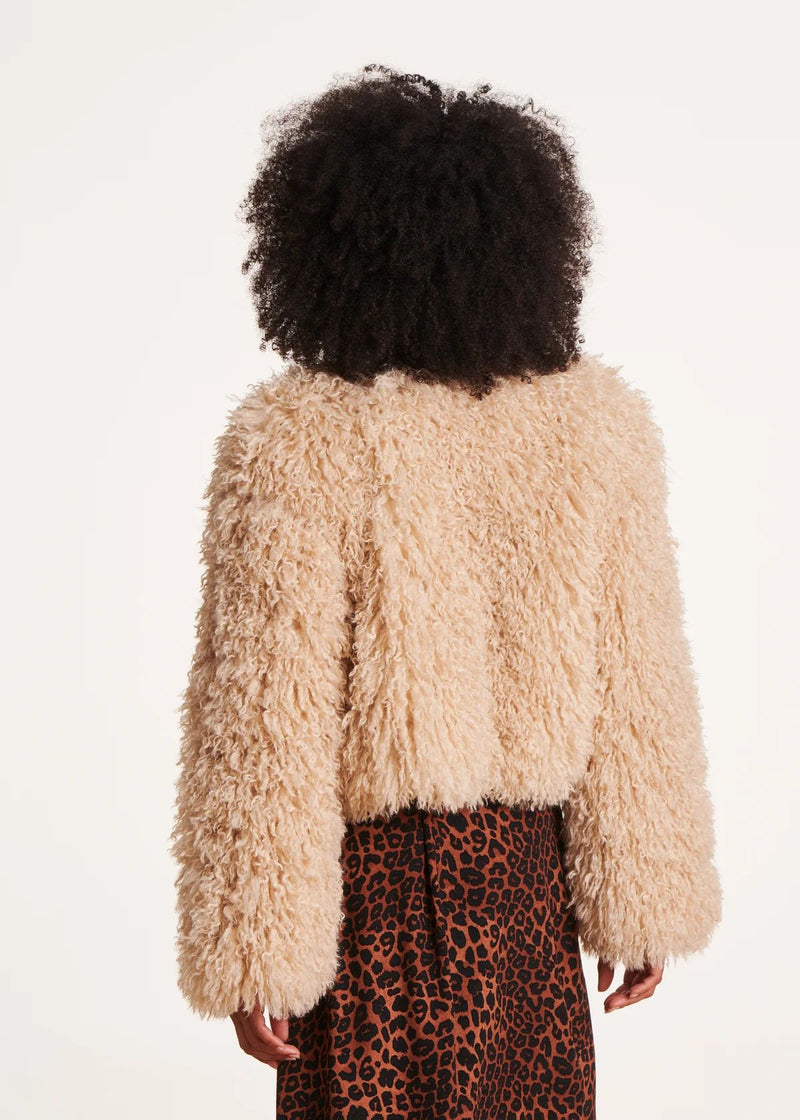 Short Fur Jacket In Ecru