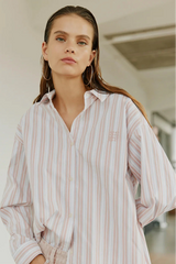 Oversized Striped Shirt in Light Rose