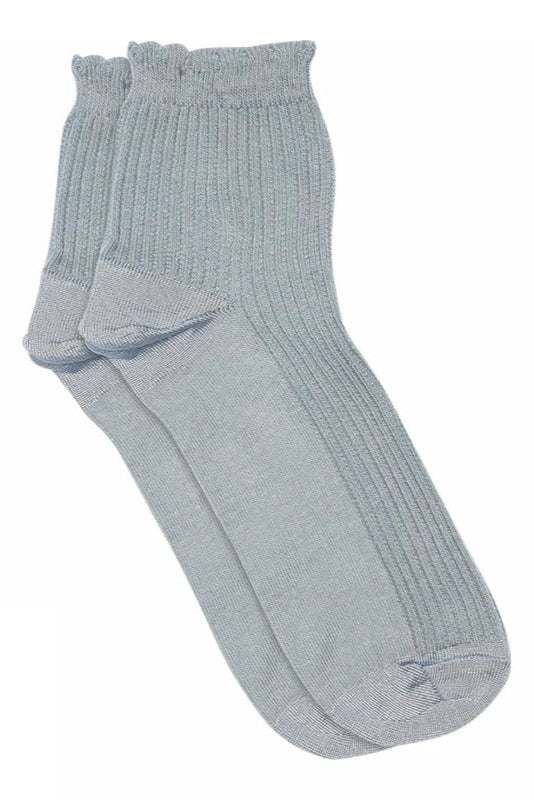 Vivian Short Frill Sock in Dusty Blue