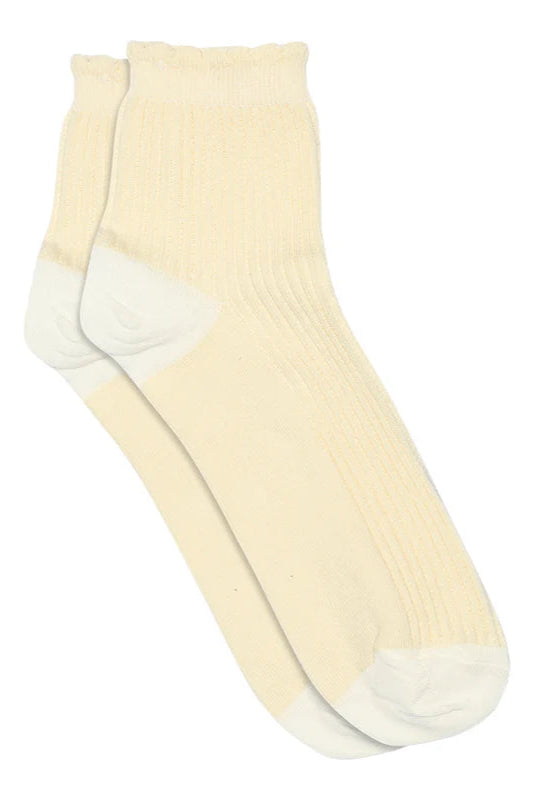 Vivian Short Frill Sock in Cream