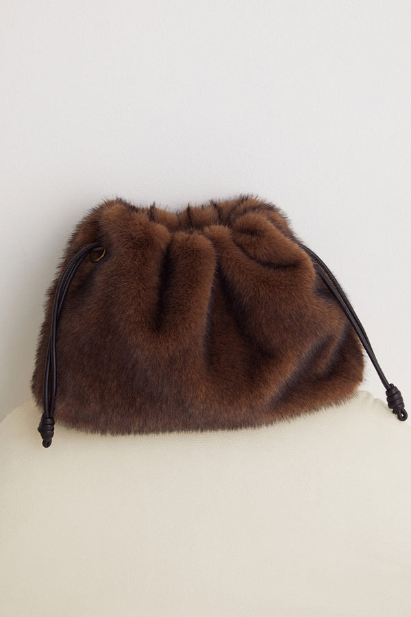 Faux Fur Bag in Chocolate Brown