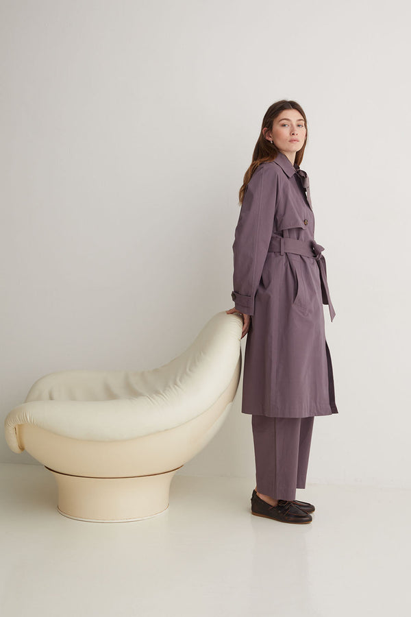 Louise Trench Coat in Dark Mauve