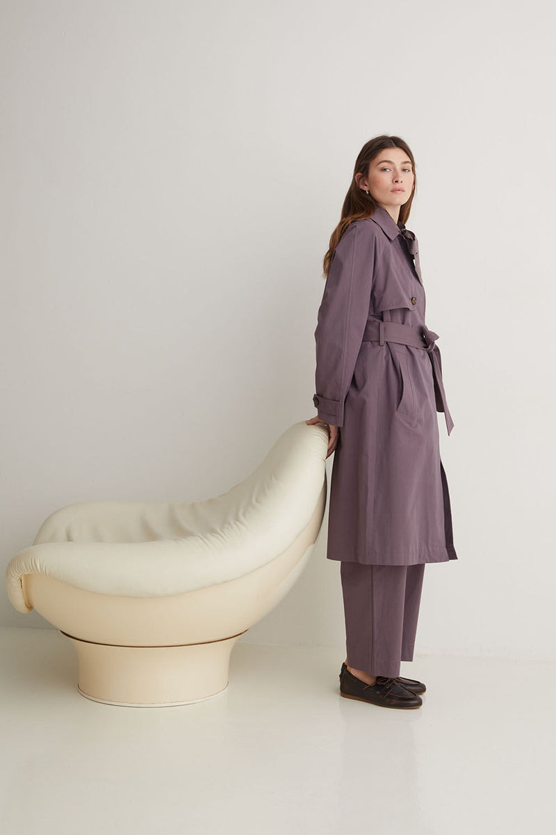 Louise Trench Coat in Dark Mauve