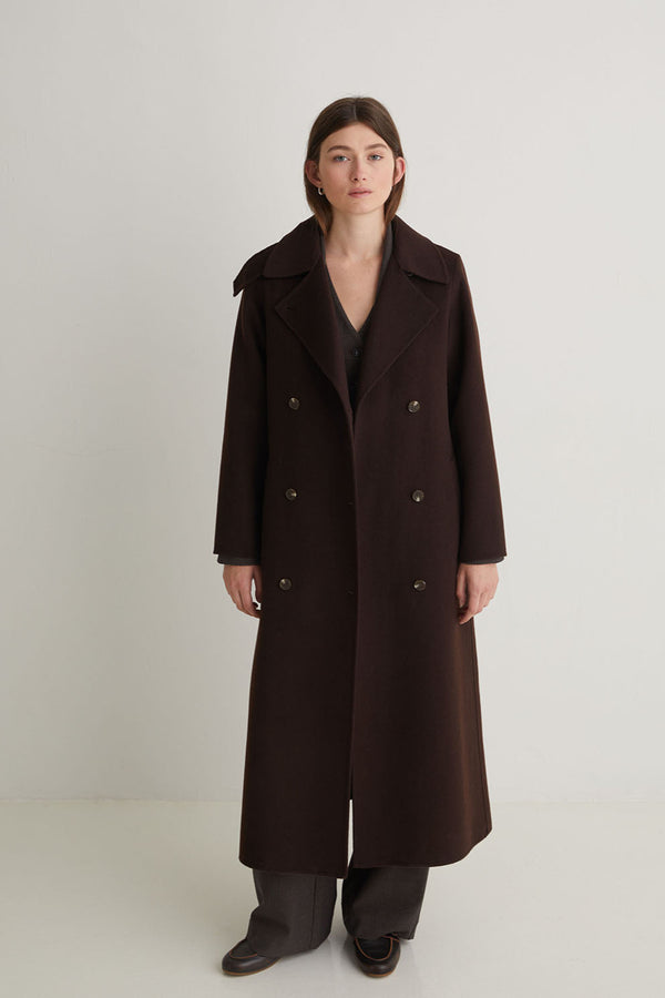 Wool Coat in Chocolate