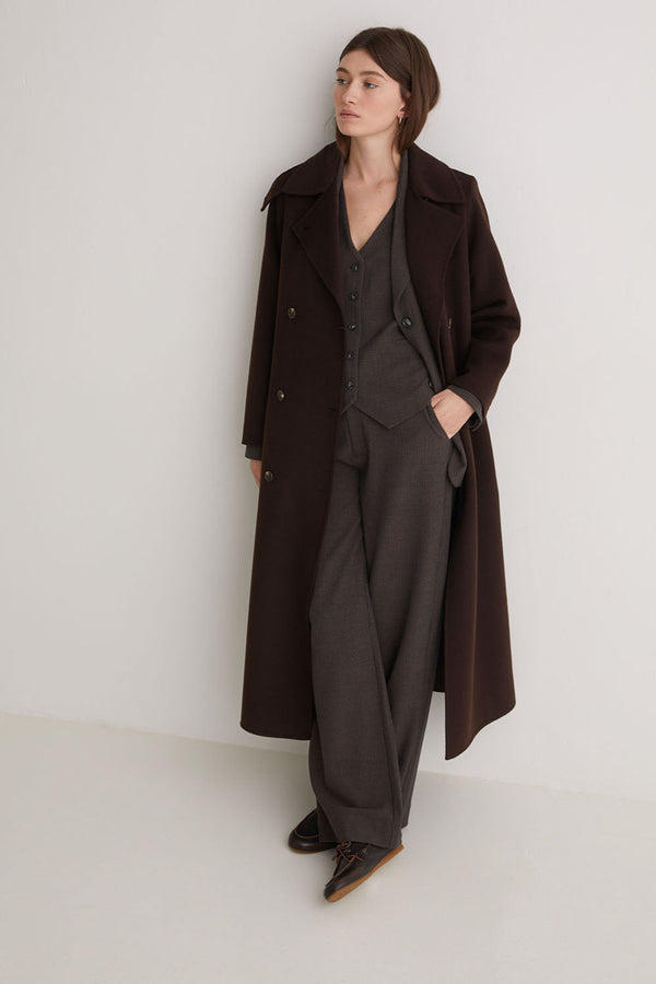 Wool Coat in Chocolate