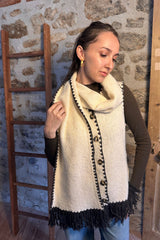 Blanket Stitch Scarf In Ecru