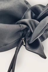 Baby Petal Cinch in Black Satin