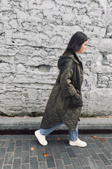 Quilted Hooded Longline Coat (Two Colour-Ways)