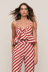 Gingham Crop Flare in Red