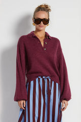 Dora High Neck Sweater in Burgundy