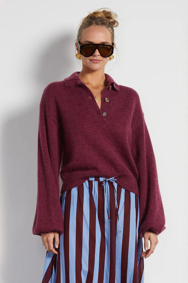 Dora High Neck Sweater in Burgundy