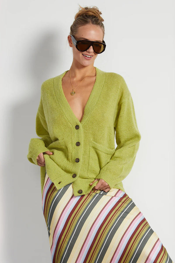 Dora V Neck Cardigan in Green