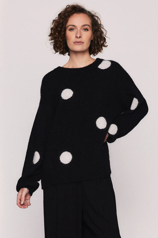 Marie Crew Neck Sweater in Black and White