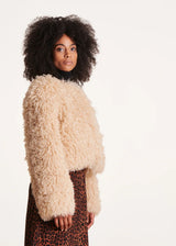 Short Fur Jacket In Ecru