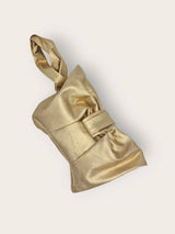 Bow Clutch in Gilded Gold Cotton