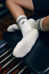 Pilates Grip Crew Sock In White