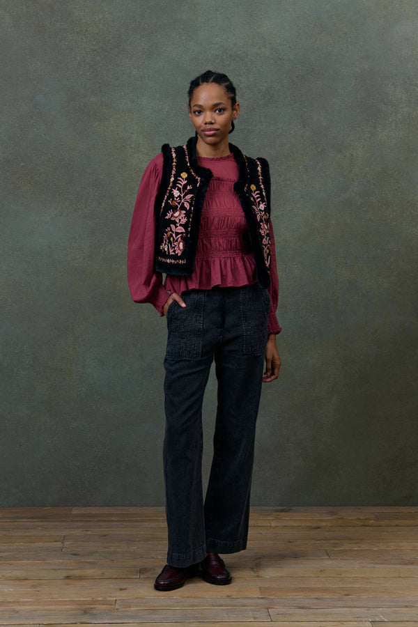 Velvet Embroidered Reversible Vest