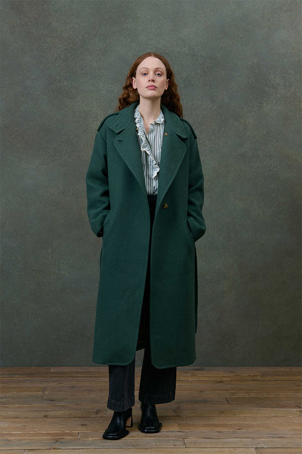 Wool Coat in Emerald