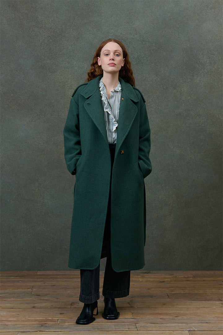 Wool Coat in Emerald