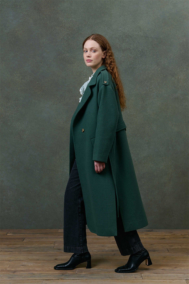 Wool Coat in Emerald