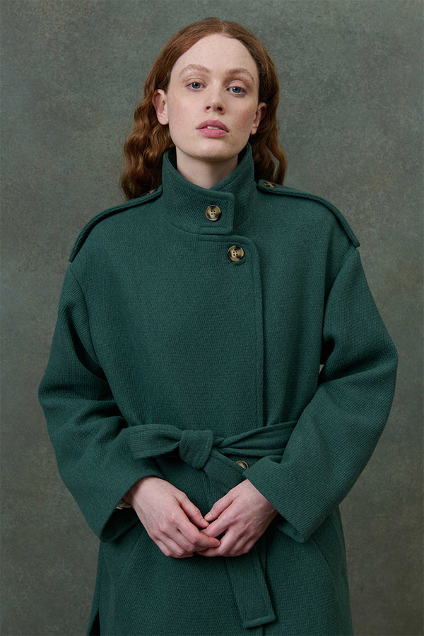 Wool Coat in Emerald