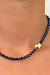 Gilda Deepest Navy Beaded Necklace
