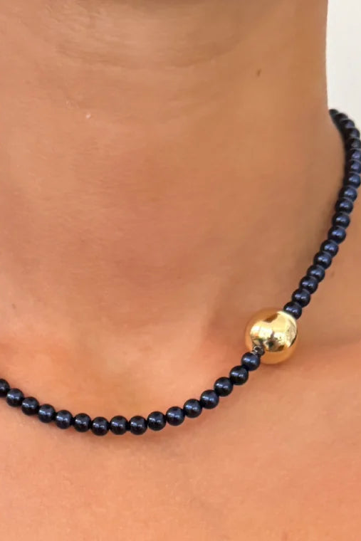 Gilda Deepest Navy Beaded Necklace