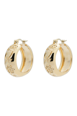Flower Garland Stamped Hoop Earring