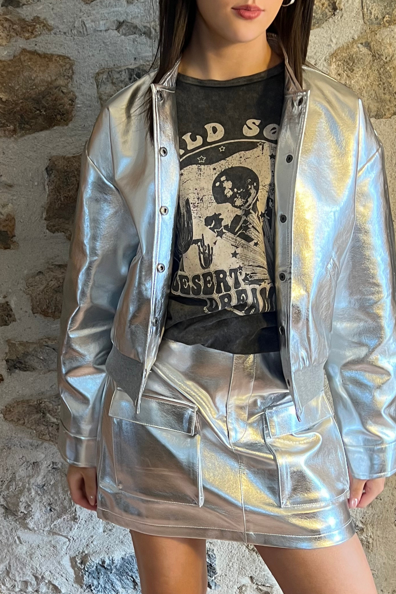 Bomber Jacket In Silver