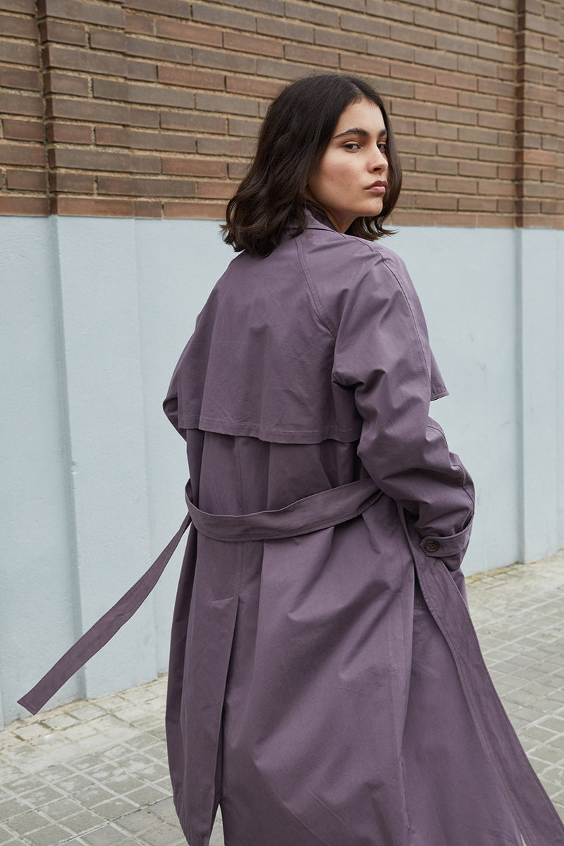 Louise Trench Coat in Dark Mauve