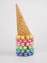 Round Stripe Scrunchie Bracelet in Dark Green