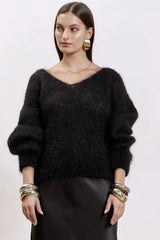 Mohair Knit Jumper in Black