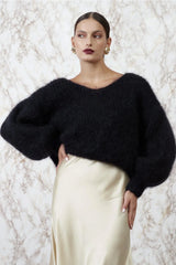 Mohair Knit Jumper in Black