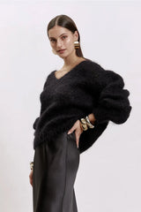 Mohair Knit Jumper in Black