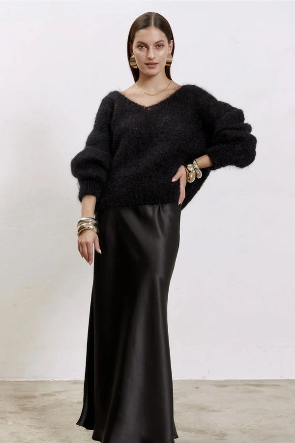 Mohair Knit Jumper in Black