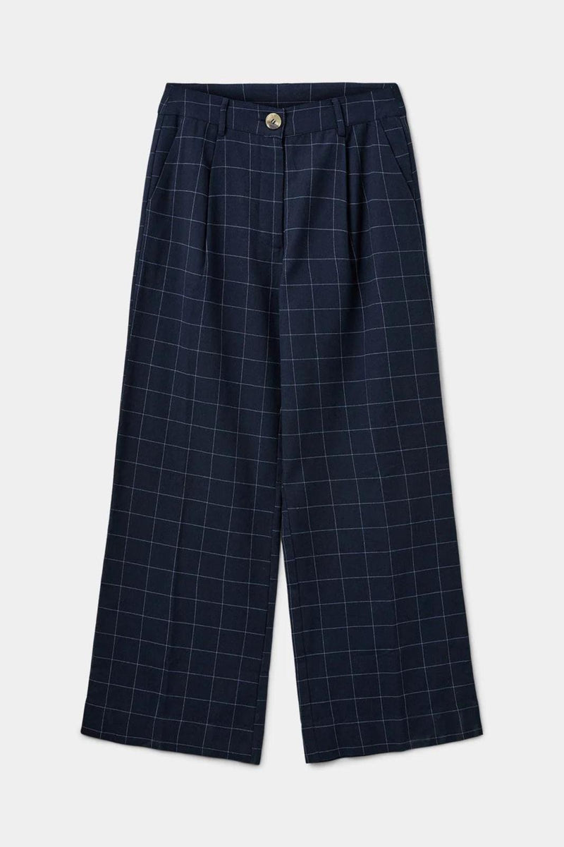 Navy Check Trouser