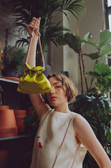 Baby Petal Cinch in Lime Satin
