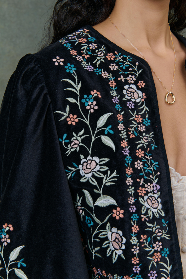 Embroidered Jacket in Black