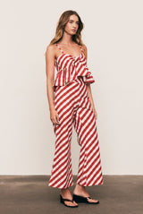 Gingham Crop Flare in Red