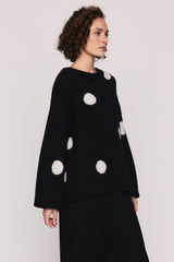Marie Crew Neck Sweater in Black and White