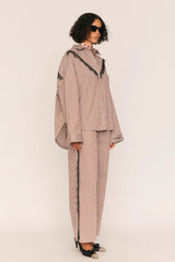 Frieda Lace Striped Trouser in Brown