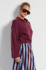 Dora High Neck Sweater in Burgundy