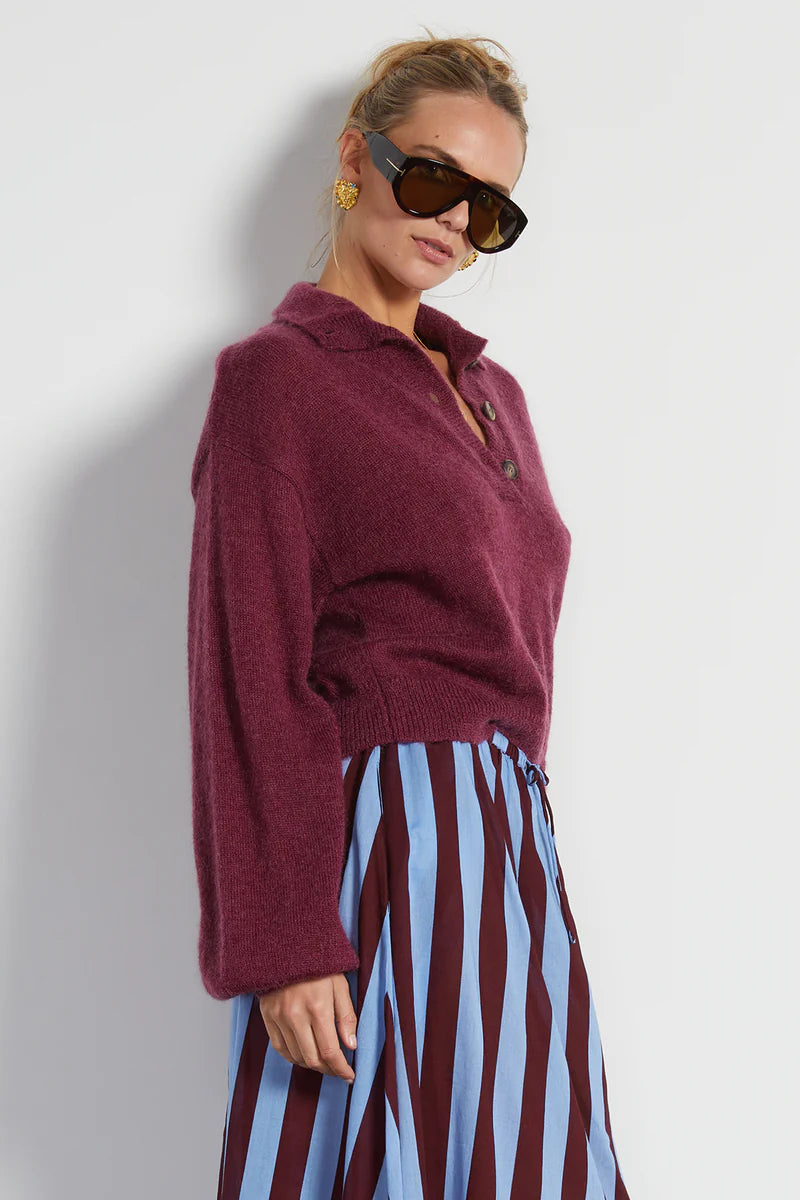 Dora High Neck Sweater in Burgundy