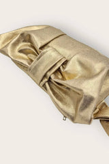 Bow Clutch in Gilded Gold Cotton