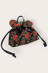 Petal Cinch Bag in Floral Embroidered Satin