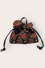 Petal Cinch Bag in Floral Embroidered Satin