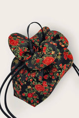 Petal Cinch Bag in Floral Embroidered Satin