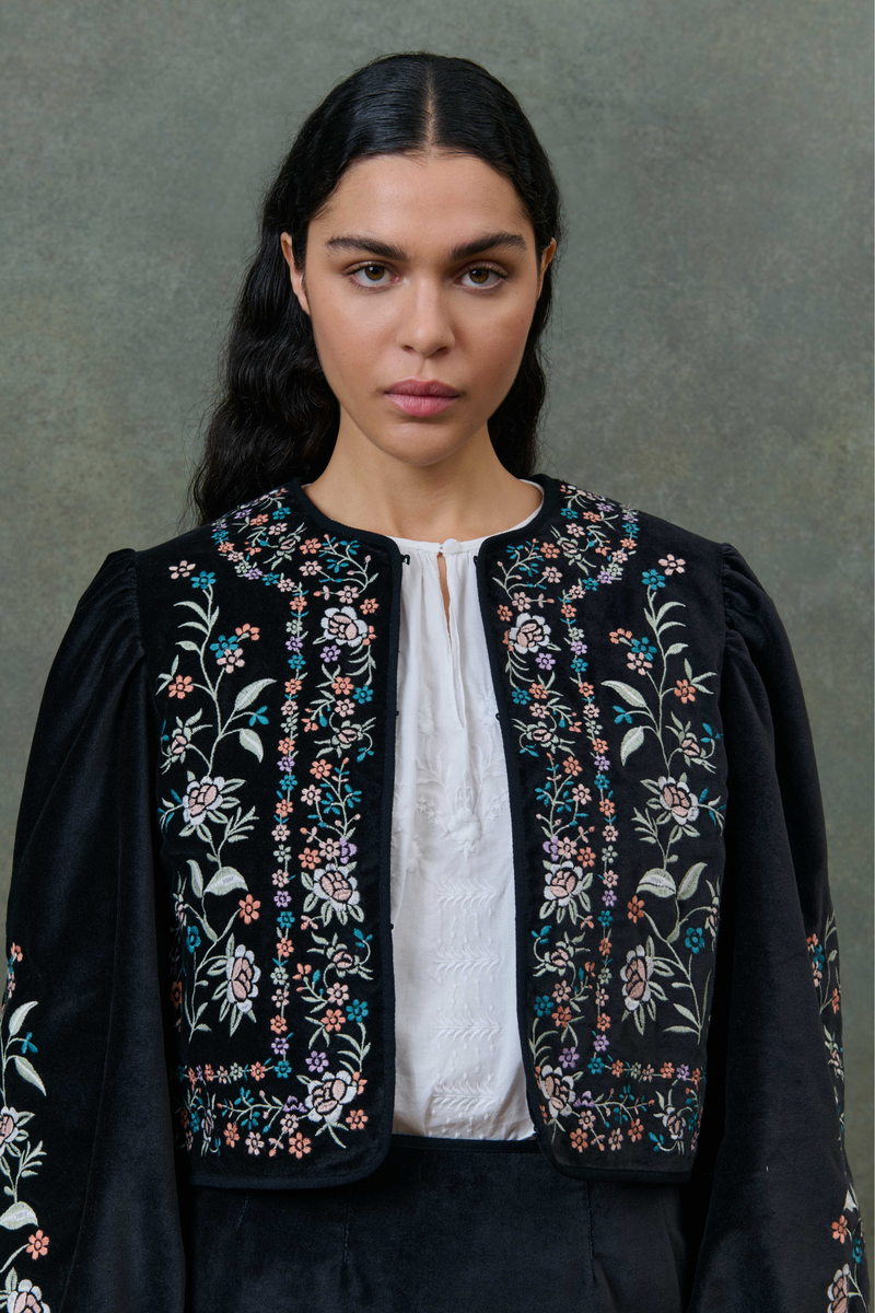 Embroidered Jacket in Black