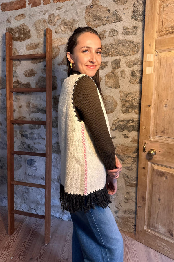 Knit Vest In Ecru