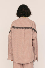 Frieda Lace Striped Shirt in Brown